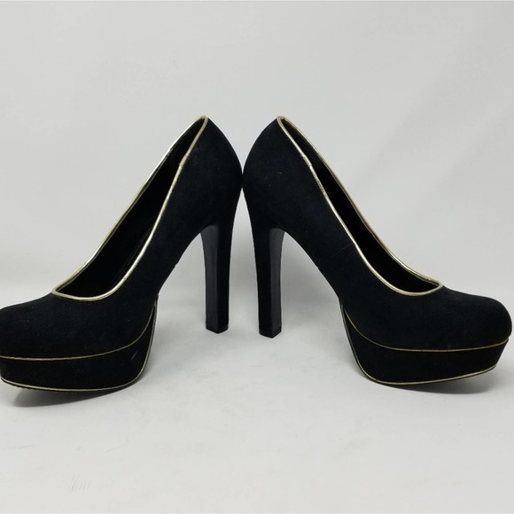 Glo Jeans Black Suede Platform Pumps Size 8.5 - Picture 2 of 11